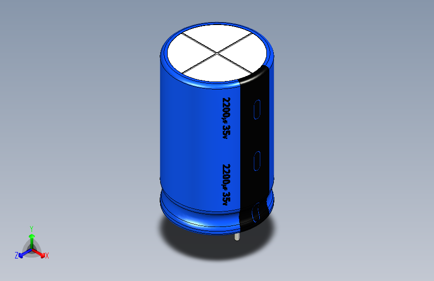 2200uF 35V electr 16 x26mm -P.diameter 8mm-Blue-Black