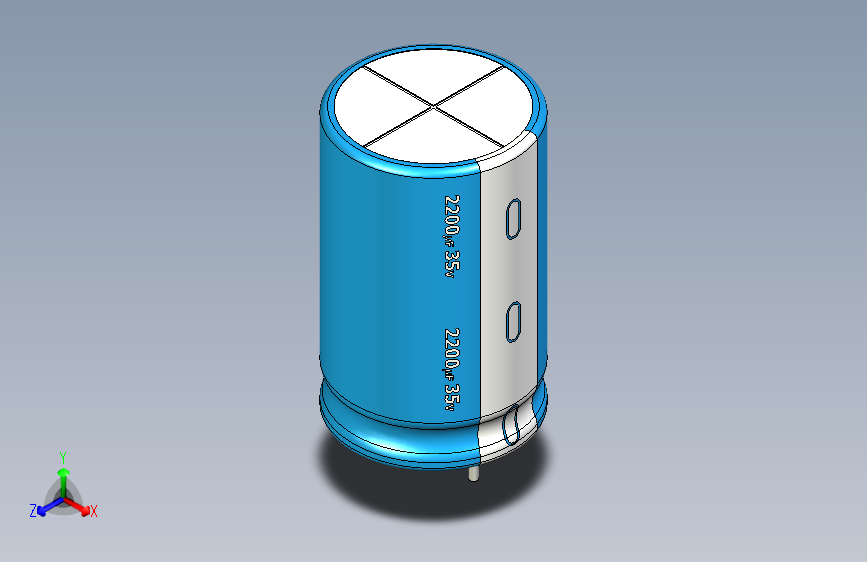 2200uF 35V electr 16 x26mm -P.diameter 8mm-Blue-White