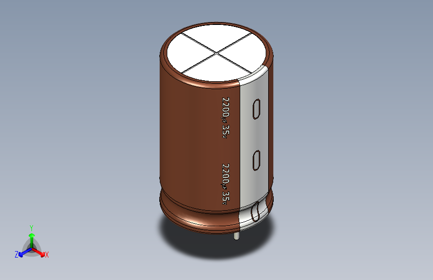 2200uF 35V electr 16 x26mm -P.diameter 8mm-Brown-1-White