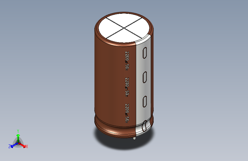 2200uF 50V electr 18 x35mm -P.diameter 9mm-Brown-1-White