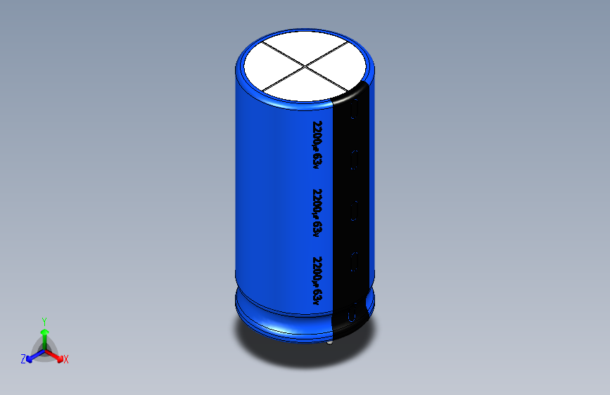2200uF 63V electr 20 x42mm -P.diameter 10mm-Blue-Black