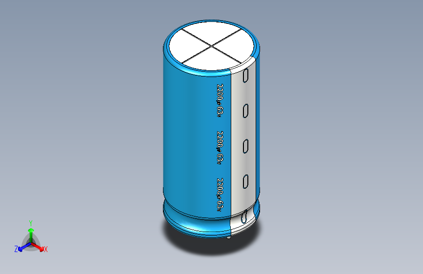 2200uF 63V electr 20 x42mm -P.diameter 10mm-Blue-White
