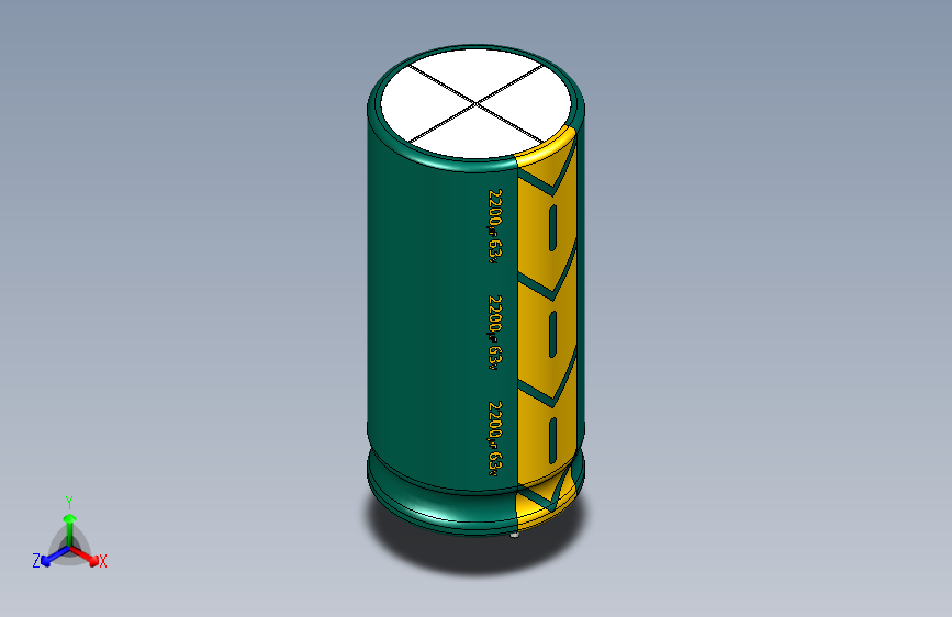 2200uF 63V electr 20 x42mm -P.diameter 10mm-Green-Yellow