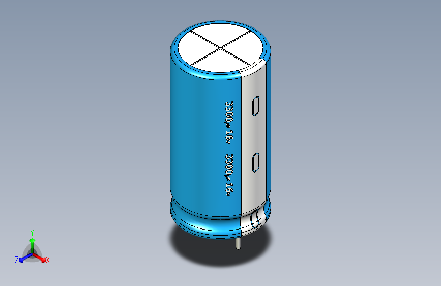 3300uF 16V electr 13 x26mm -P.diameter 6.5mm-Blue-White