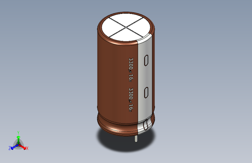 3300uF 16V electr 13 x26mm -P.diameter 6.5mm-Brown-1-White
