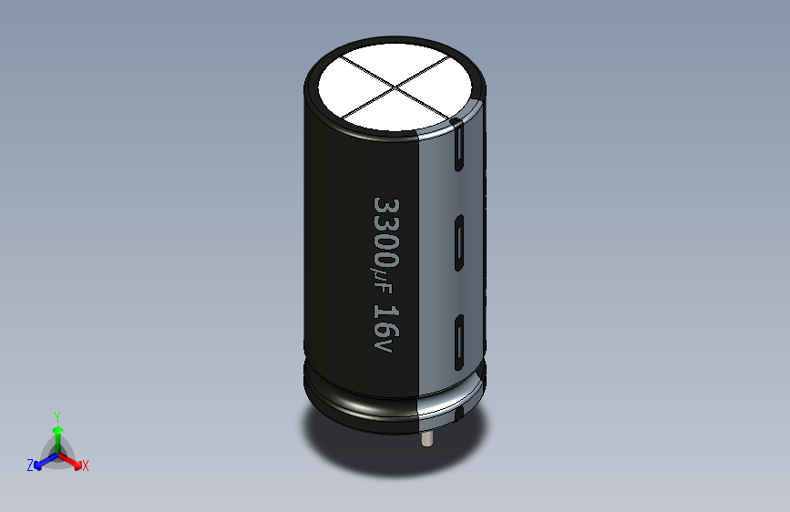 3300uF 16V electr -13x26mm -P.diameter 6.5mm