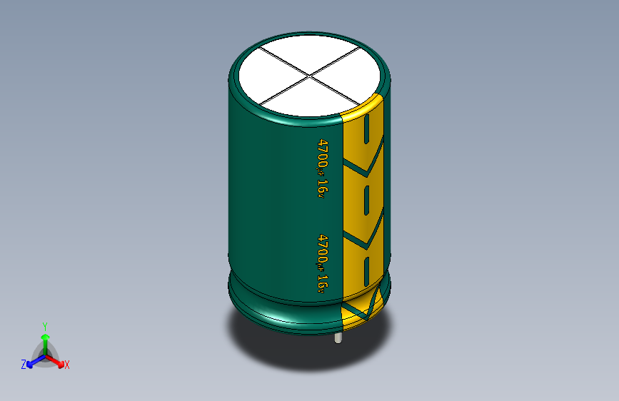 4700uF 16V electr 16 x26mm -P.diameter 8mm-Green-Yellow