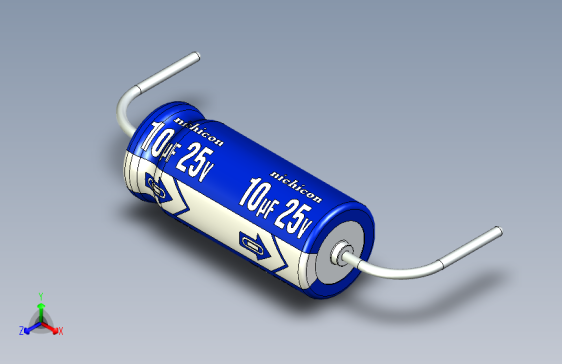 -Cap. Electrolytic Axial 5x12mm 10uf25v Picth 20 mm NICHICON