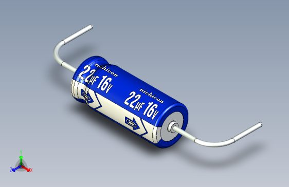 -Cap. Electrolytic Axial 5x12mm 22uf16v Picth 24 mm NICHICON