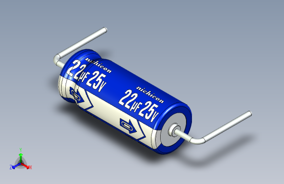 Cap. Electrolytic Axial 5x12mm 22uf25v Picth 18 mm NICHICON