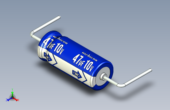Cap. Electrolytic Axial 5x12mm 47uf10v Picth 20 mm NICHICON