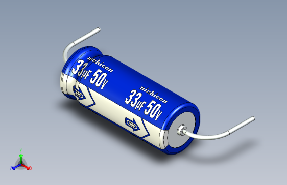 -Cap. Electrolytic Axial 6.3x16mm 33uf Picth 24 mm NICHICON
