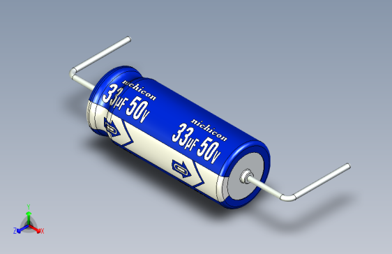 Cap. Electrolytic Axial 6.3x16mm 33uf Picth 26 mm NICHICON