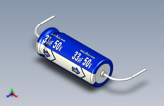 -Cap. Electrolytic Axial 6.3x16mm 33uf Picth 26 mm NICHICON