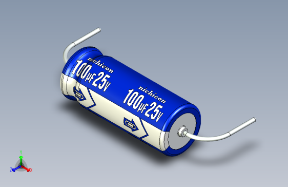 -Cap. Electrolytic Axial 6.3x16mm 100uf Picth 24 mm NICHICON