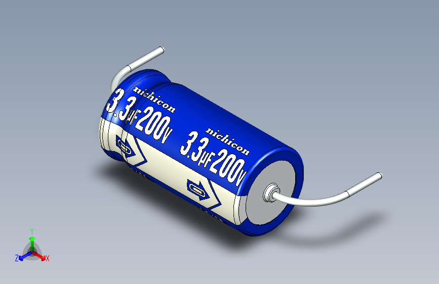 -Cap. Electrolytic Axial 8x16mm 3.3uf 200v Picth 25 mm NICHICON