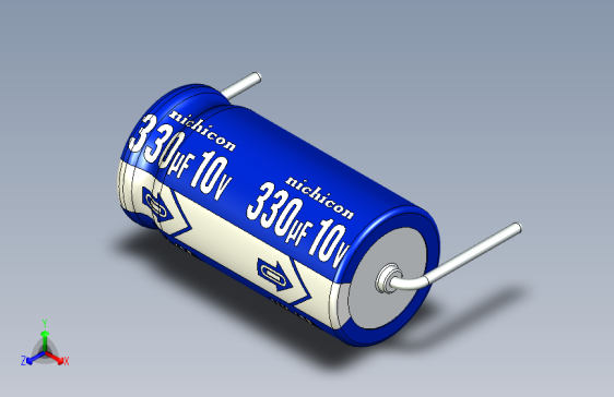 -Cap. Electrolytic Axial 8x16mm 330uf Picth 19 mm NICHICON