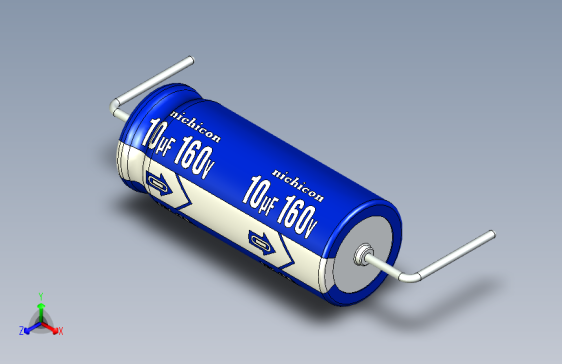 Cap. Electrolytic Axial 8x20mm 10uf Picth 29 mm NICHICON