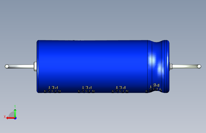 -Cap. Electrolytic Axial 8x20mm 10uf Picth 29 mm NICHICON 背面视图