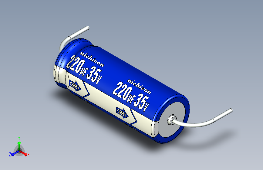 -Cap. Electrolytic Axial 8x21mm 220uf Picth 30 mm NICHICON