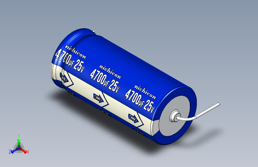 -Cap. Electrolytic Axial 4700uf 18x40mm Picth 49 mm NICHICON 主视图