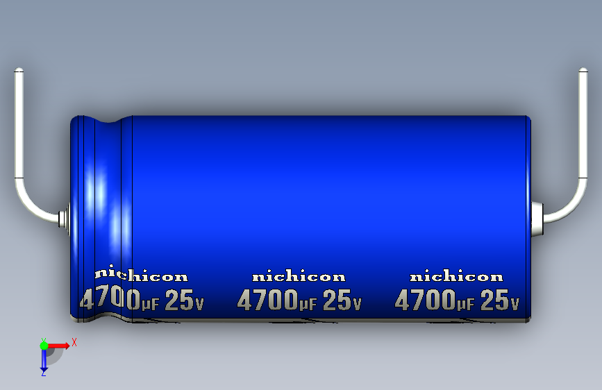 -Cap. Electrolytic Axial 4700uf 18x40mm Picth 49 mm NICHICON 俯视图