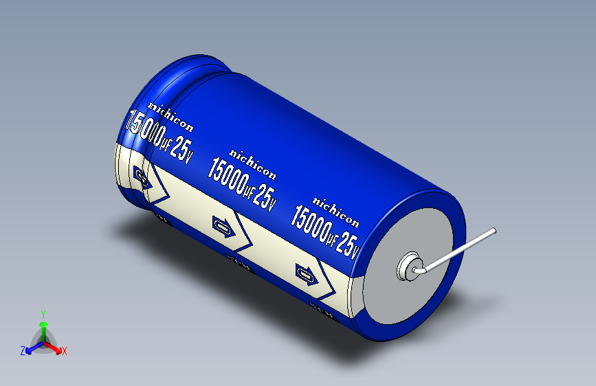 Cap. Electrolytic Axial 15000uf 30x60mm Picth 66 mm NICHICON 主视图