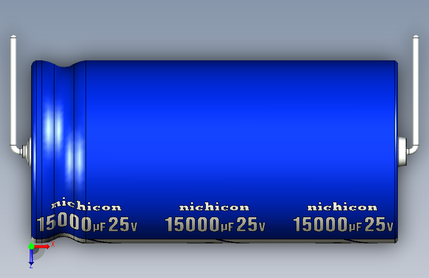 Cap. Electrolytic Axial 15000uf 30x60mm Picth 66 mm NICHICON 俯视图