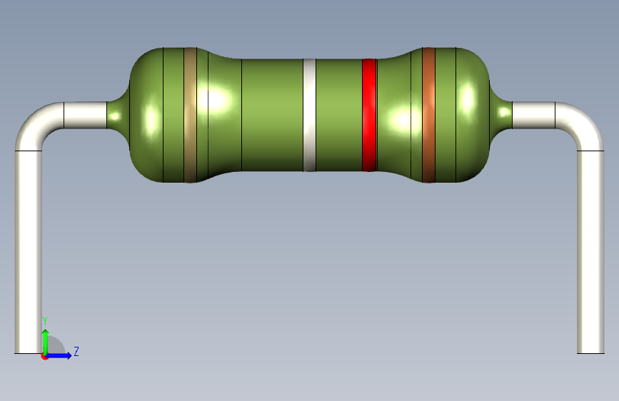 电阻器件1R2-Resistor 0.5w Green- Diameter 2.5- 12.5- 5% 左侧视图
