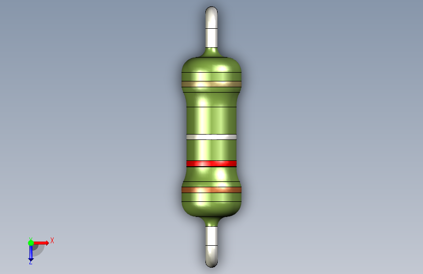 电阻器件1R2-Resistor 0.5w Green- Diameter 2.5- 12.5- 5% 俯视图