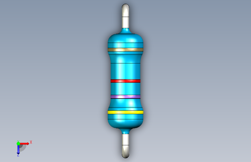 电阻器件4K7-Resistor 0.5w Blue- Diameter 2.5- 12.5- 5% 俯视图