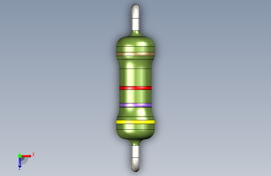 电阻器件4K7-Resistor 0.5w Green- Diameter 2.5- 12.5- 5% 俯视图