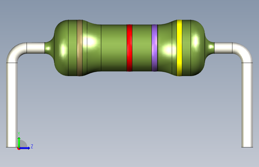 电阻器件4K7-Resistor 0.5w Green- Diameter 2.5- 12.5- 5% 左侧视图