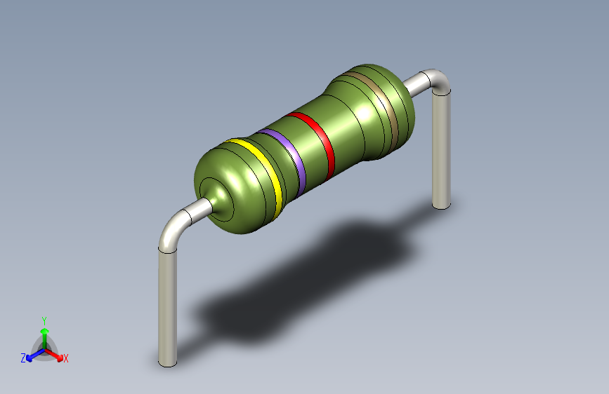 电阻器件4K7-Resistor 0.5w Green- Diameter 2.5- 12.5- 5% 主视图