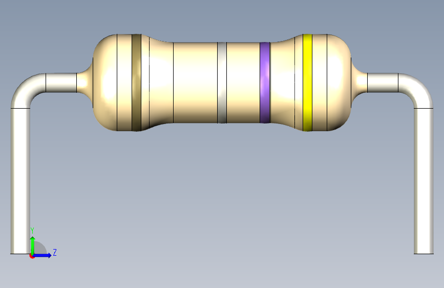 电阻器件4R7-Resistor 0.5w Beige- Diameter 2.5- 12.5- 5% 左侧视图