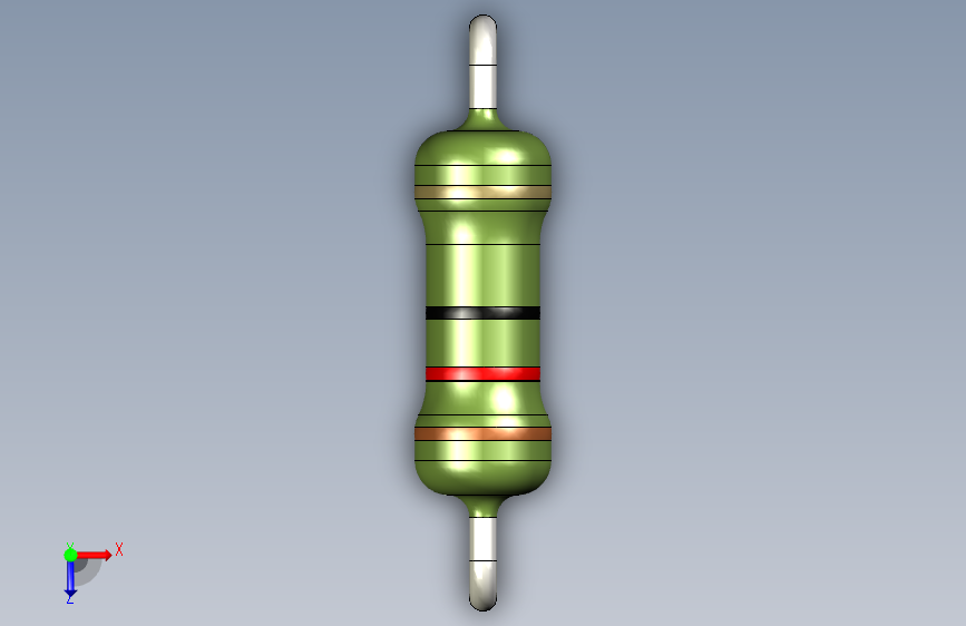 电阻器件12R-Resistor 0.5w Green- Diameter 2.5- 12.5- 5% 俯视图