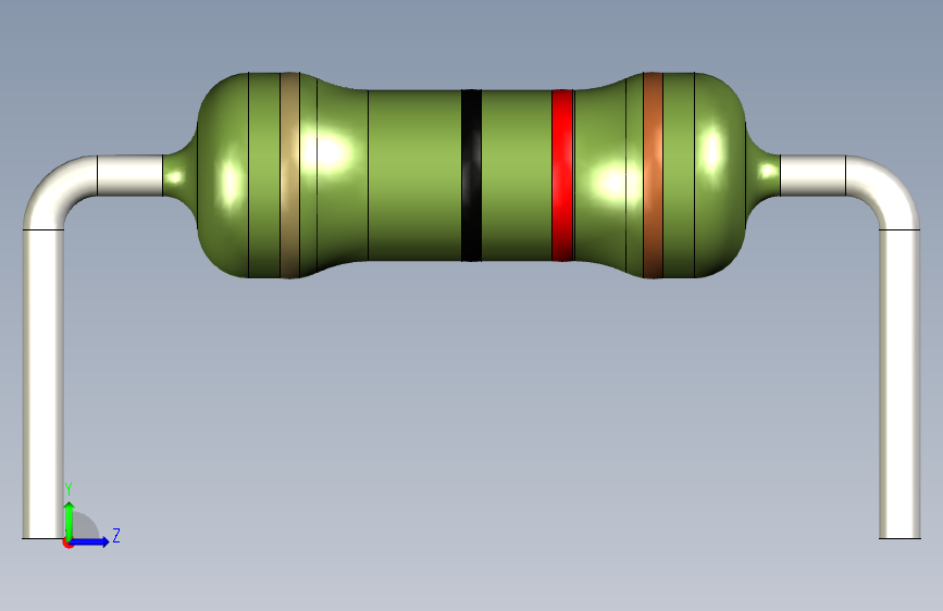 电阻器件12R-Resistor 0.5w Green- Diameter 2.5- 12.5- 5% 左侧视图