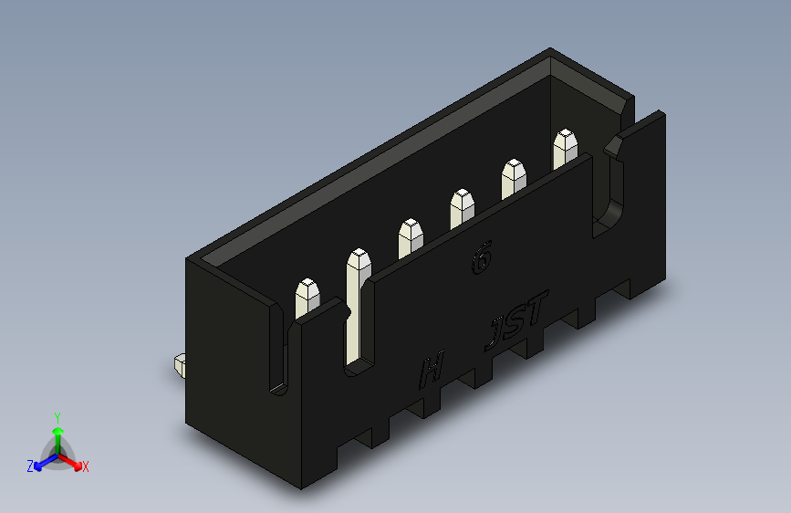 B2B JST XH 90 度连接器-BLACK JST XH 6 PIN CONNECTOR - P 2.54mm - ANGLED