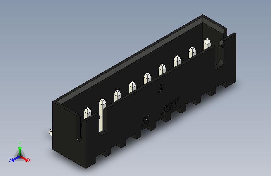 B2B JST XH 90 度连接器-BLACK JST XH 9 PIN CONNECTOR - P 2.54mm - ANGLED