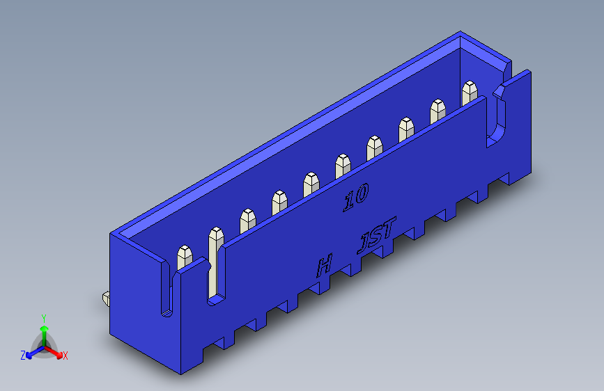 B2B JST XH 90 度连接器-BLUE JST XH 10 PIN CONNECTOR - P 2.54mm - ANGLED