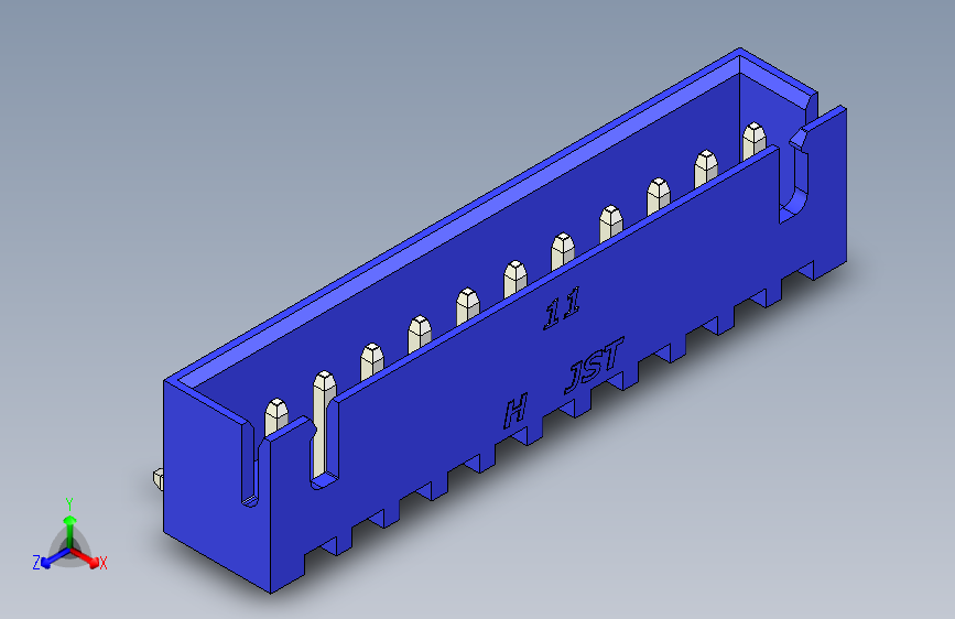 B2B JST XH 90 度连接器-BLUE JST XH 11 PIN CONNECTOR - P 2.54mm - ANGLED