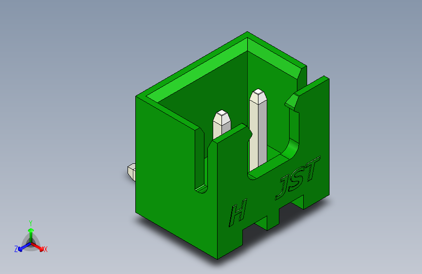 B2B JST XH 90 度连接器-GREEN JST XH 2 PIN CONNECTOR - P 2.54mm - ANGLED
