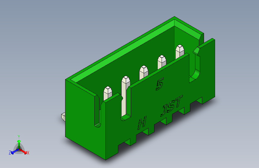 B2B JST XH 90 度连接器-GREEN JST XH 5 PIN CONNECTOR - P 2.54mm - ANGLED