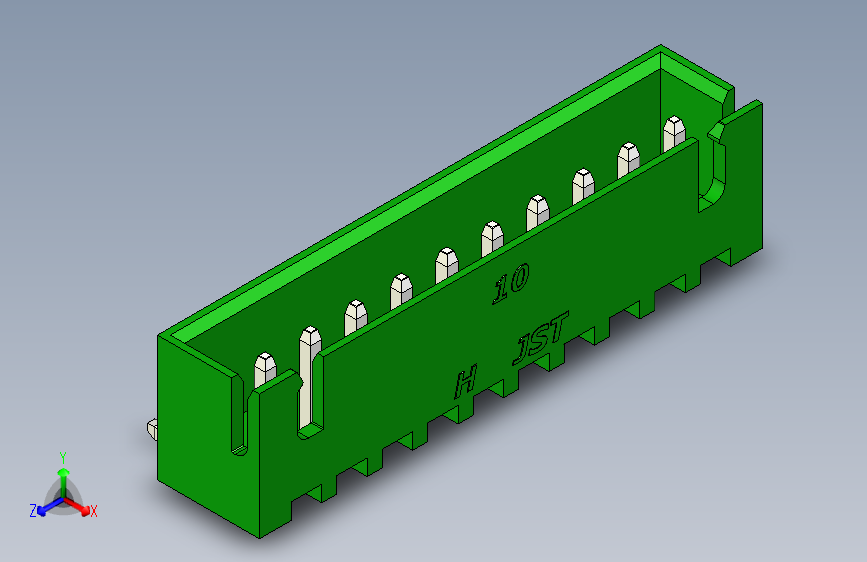 B2B JST XH 90 度连接器-GREEN JST XH 10 PIN CONNECTOR - P 2.54mm - ANGLED