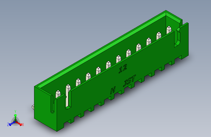 B2B JST XH 90 度连接器-GREEN JST XH 12 PIN CONNECTOR - P 2.54mm - ANGLED