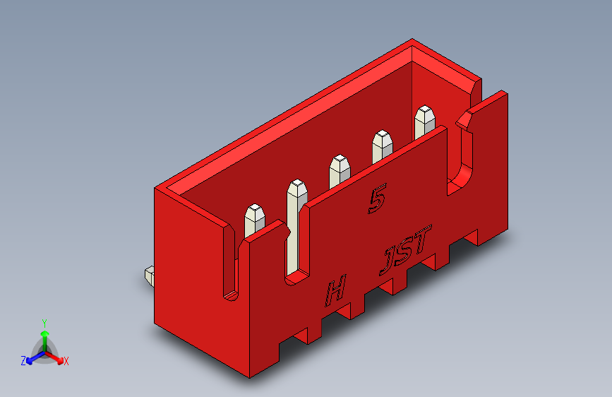 B2B JST XH 90 度连接器-RED JST XH 5 PIN CONNECTOR - P 2.54mm - ANGLED