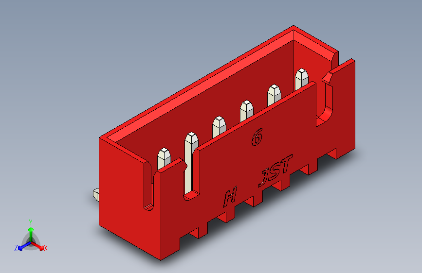 B2B JST XH 90 度连接器-RED JST XH 6 PIN CONNECTOR - P 2.54mm - ANGLED