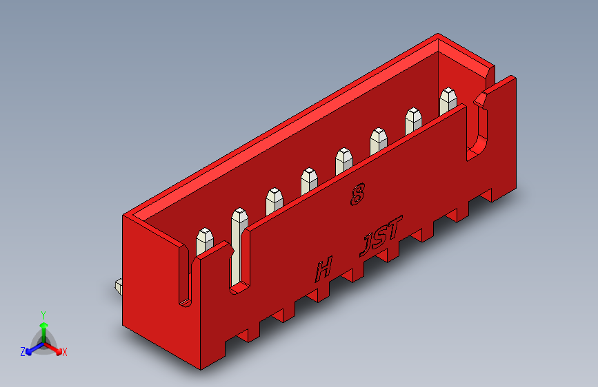 B2B JST XH 90 度连接器-RED JST XH 8 PIN CONNECTOR - P 2.54mm - ANGLED