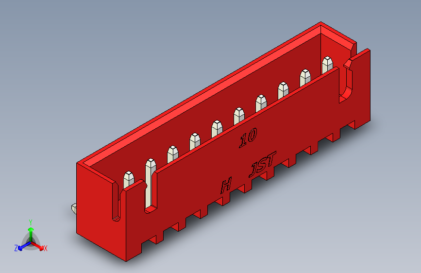 B2B JST XH 90 度连接器-RED JST XH 10 PIN CONNECTOR - P 2.54mm - ANGLED