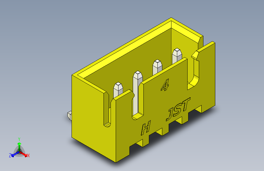 B2B JST XH 90 度连接器-YELLOW JST XH 4 PIN CONNECTOR - P 2.54mm - ANGLED